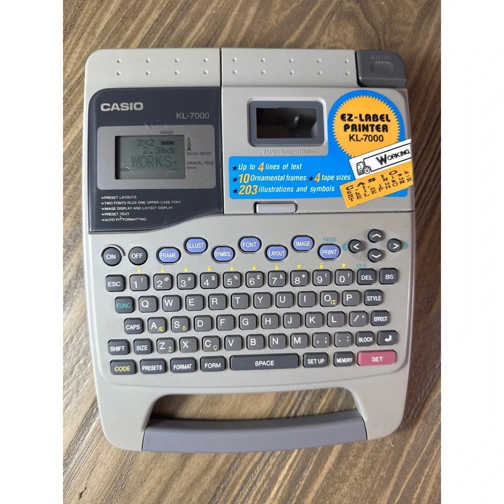 Vintage Casio KL-7000 EZ-Label Printer Portable Label Maker Gray Manual Works‎